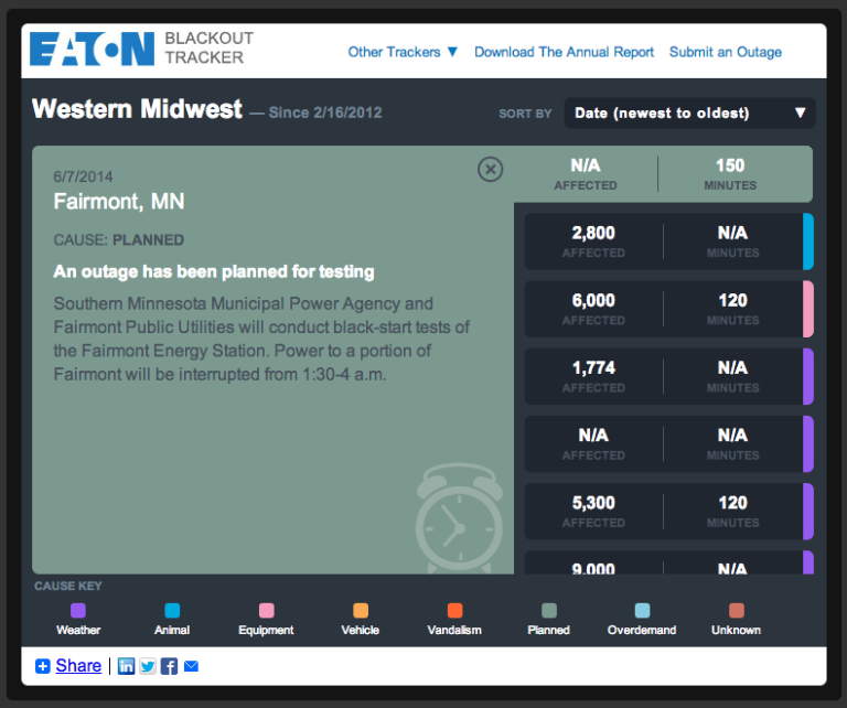 U.S. blackout tracker data description UI example